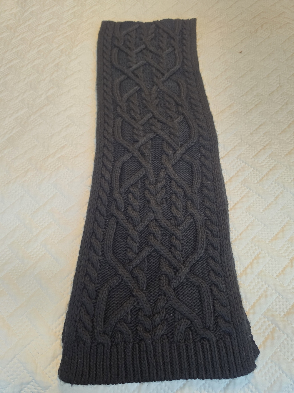 Gap Black Cable Knit Scarf Thick Winter Warm Long Wrap Dark Academia